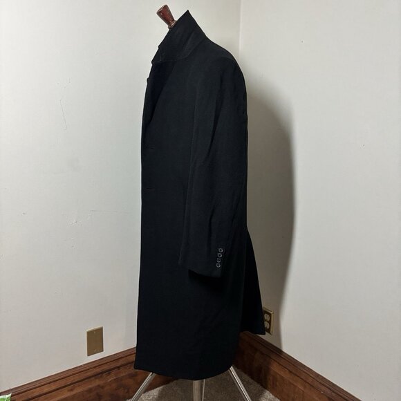 John W Nordstrom Wool Cashmere Black Overcoat Topcoat Sz 40R Mint Made In ITALY - Picture 3 of 13